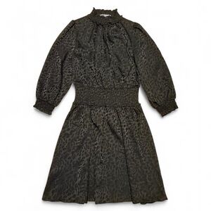 Karl Lagerfeld Black Leopard Dress with High Neckline and Front Keyhole Detail 6